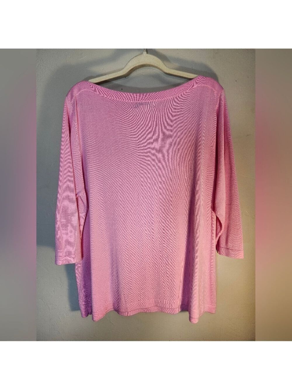 Real Clothes Pink Boat Neck Long Sleeve Spring/summer Lightweight Sweater Sz 2x - Picture 7 of 7